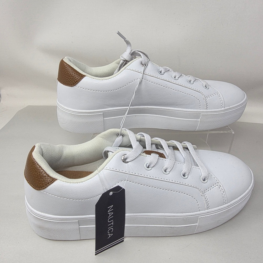 Nautica Garnada 2 Sneakers Womens Size 10 White Cognac Platform Fashion New